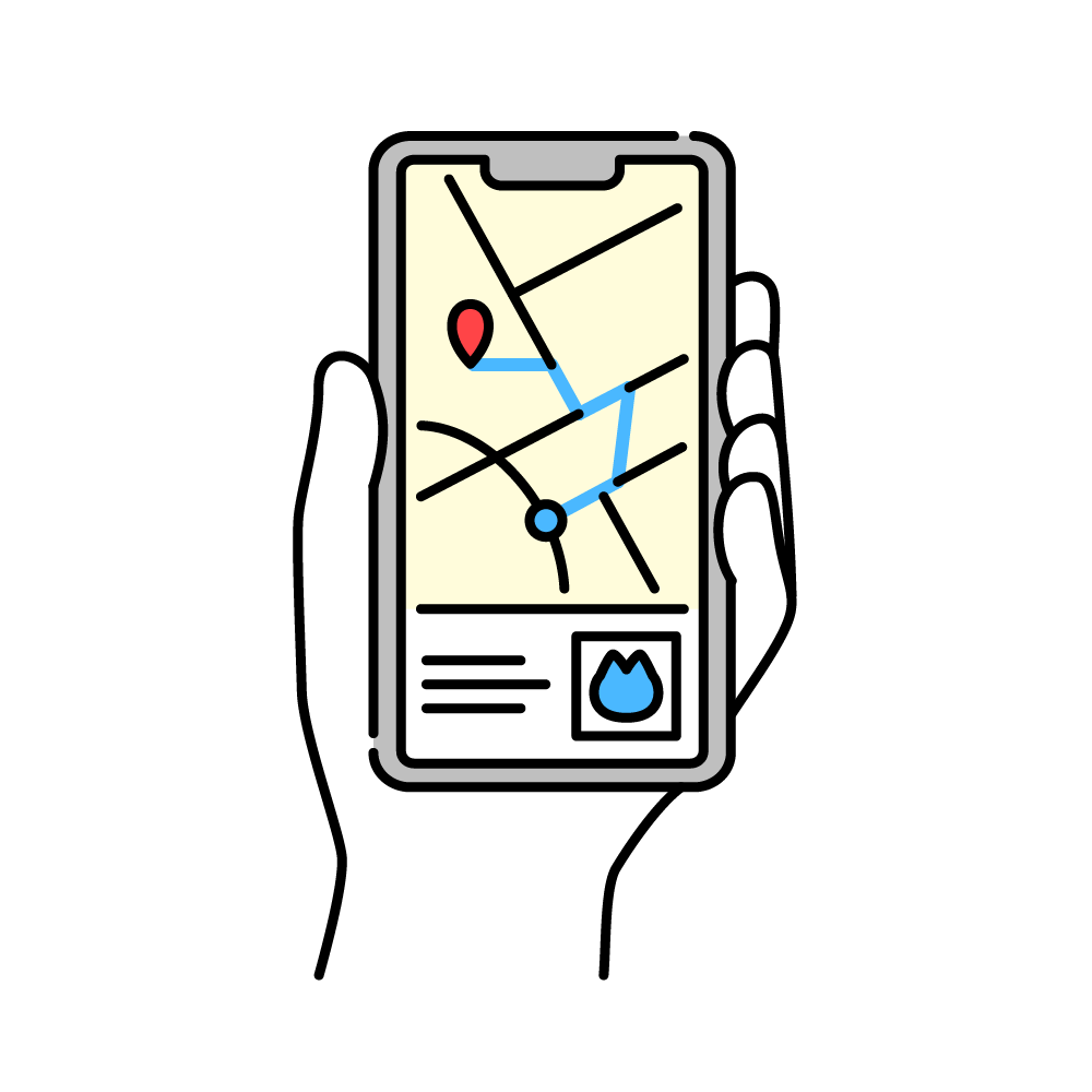 スマホの地図を持っている手